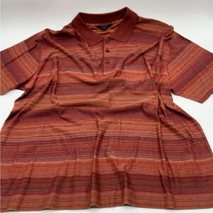 Dalmine Uomo Mens Polo Shirt Striped Made in Italy Red/OrangeMulticolor Size 2XL